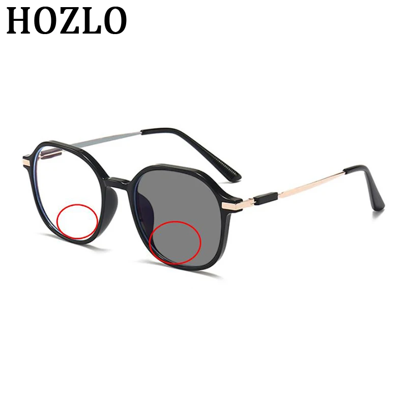 

Women Photochromic Bifocal Hyperopia Sunglasses Men Polygon Shield Farsighted Presbyopic Eyeglass Look Near Far Reading Glasses