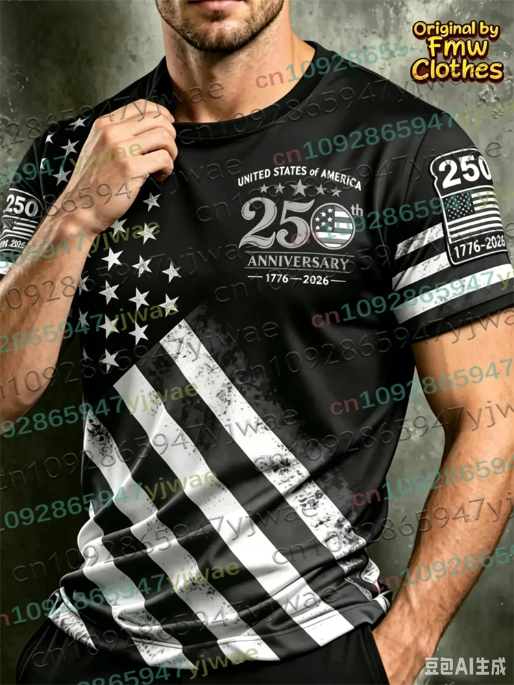 America 250th Anniversary 3D-Druck-T-Shirt für Herren, USA-Flagge 1776–2026, patriotische Kleidung zum amerikanischen Unabhängigkeitstag, Eltern-Kind-Oberteil – Detail 13