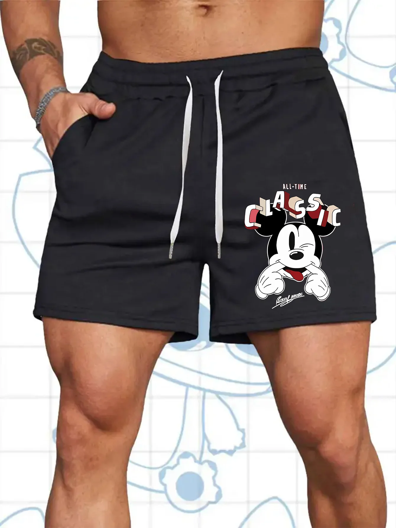 

Мужские дышащие летние шорты с Микки Маусом I Am The King of The Classroom, свободные повседневные спортивные шорты с принтом