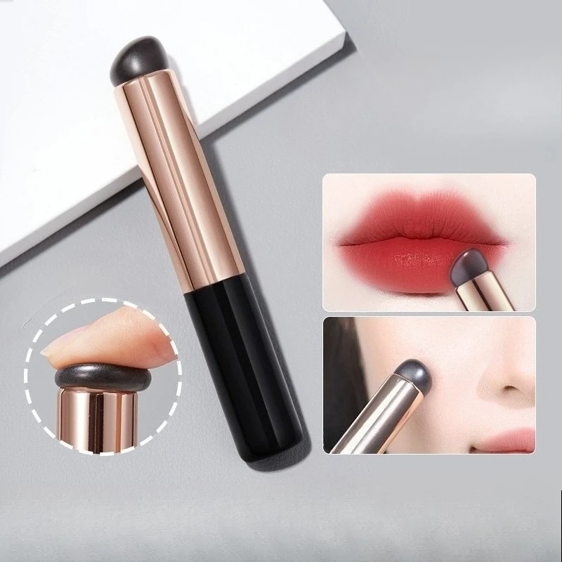 New Silicone Lip Brushes Concealer Brush with Cover Cap Like Fingertips Q Soft Lipstick Makeup Brushes Round Head No Broken Pink