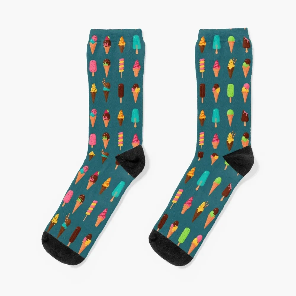 Chaussettes imprimées crème glacée pour hommes et femmes, jarretière lumineuse, dessin animé