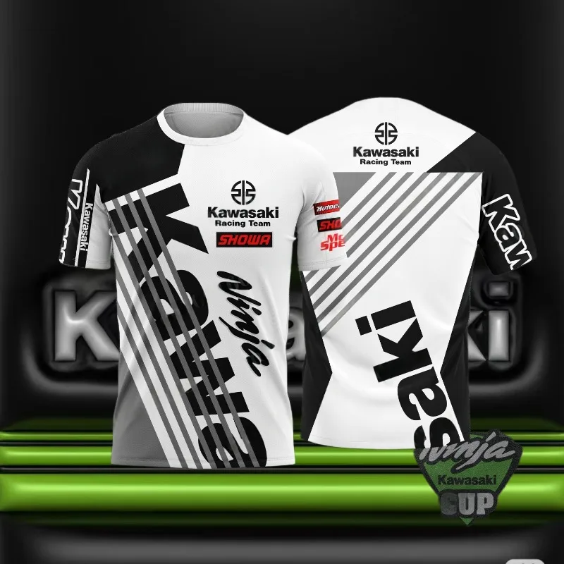 

Мужская быстросохнущая футболка Kawasaki с самурайским дизайном, зеленая, черная футболка, легкая повседневная одежда, уличный стиль для гоночного фаната и велосипедиста