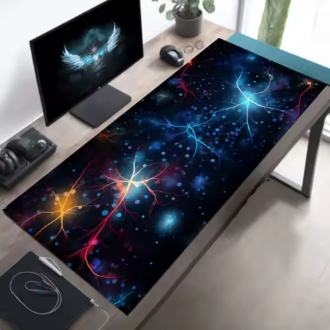 Extra Large Gaming Desk Mat, Neurology Office Gift, Neurologist Mousepad, Brain Mouse Pad, Neuron Desk Pad, Game Table Decor