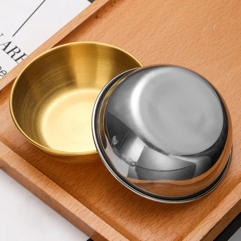 1/2/4pcs Stainless Steel Golden Sauce Dishes Appetizer Seasoning Serving Dishes Sets Tray Spice Plates Kitchen Tableware