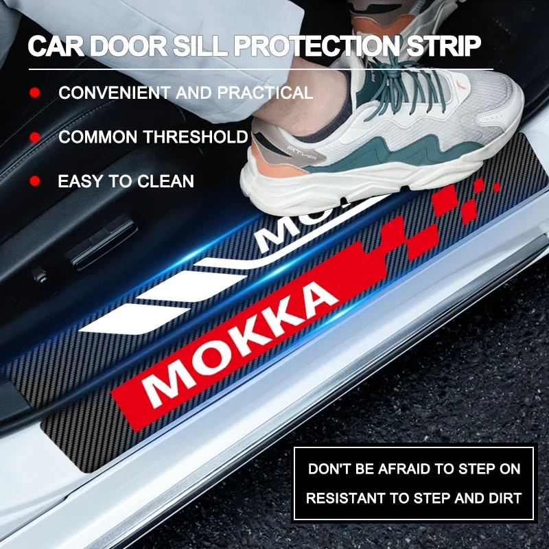 4pcs Car Door Sill Protector Carbon Fiber Sticker Anti Scratch For Opel Mokka 2023 2016 e x 2015 2017 Accessories