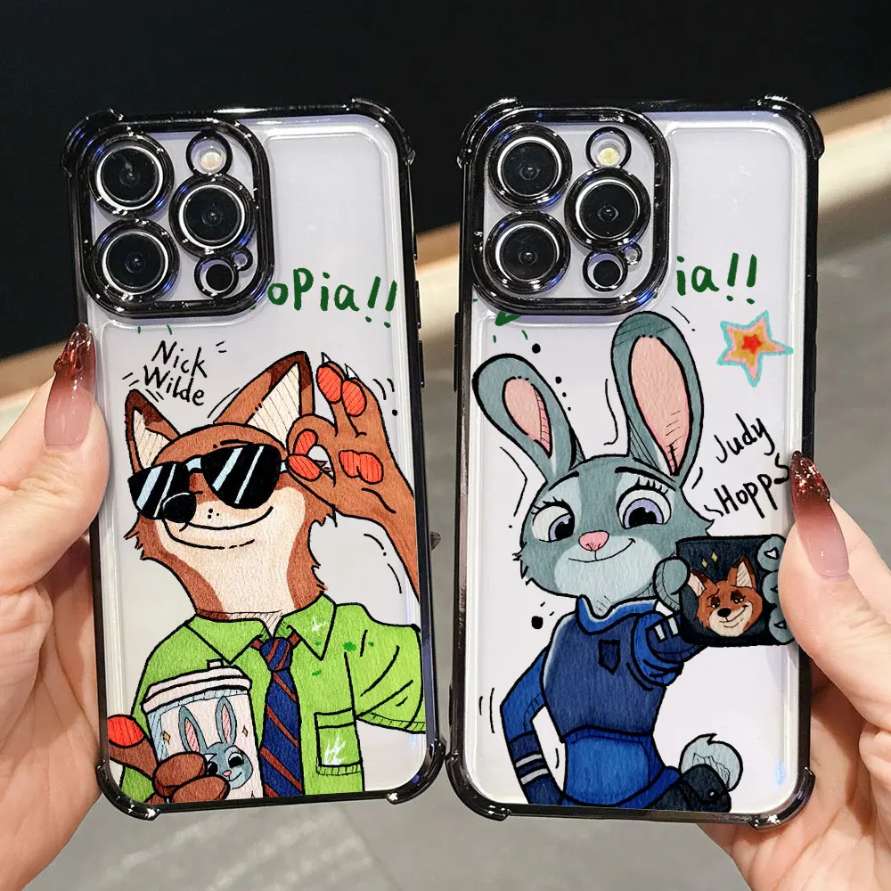 Zootopias Nicks Judys Plating Phone Case For Samsung A37 A57 A07 A36 A16 A06 A35 A55 A25 A26 A15 A54 A34 A24 A14 A05 A04 4G 5G