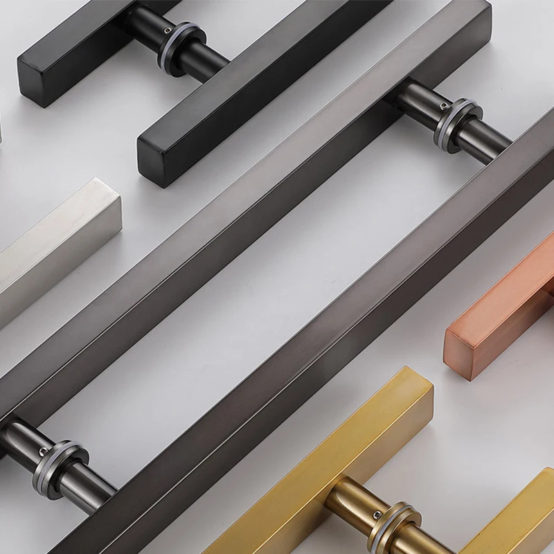 Imagem -04 - Punho de Vidro Tubular Quadrado de Que Move Portas Ferragem Grande Tamanho Interior Maçaneta da Porta para Acessórios para Casa Ferragem Aço Inoxidável