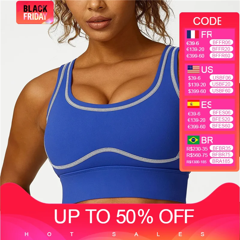 

Air Brush High Support Racerback Fitness Bra Women Shockproof Yoga Workout Bras Push Up Padded Gym Top Female Active Bralette