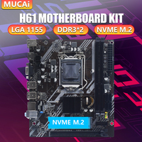 MUCAI H61 LGA1155 Micro-ATX Motherboard for PC - Support i3 i5 i7, 32GB DDR3, All Solid Caps, Durable Design.