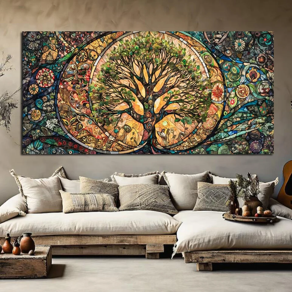 DIY Diamond Painting Tree of Life Stained Glass Yggdrasil Diamond Embroidery Mosaic Cross Stitch Mythology Stained Glass Art