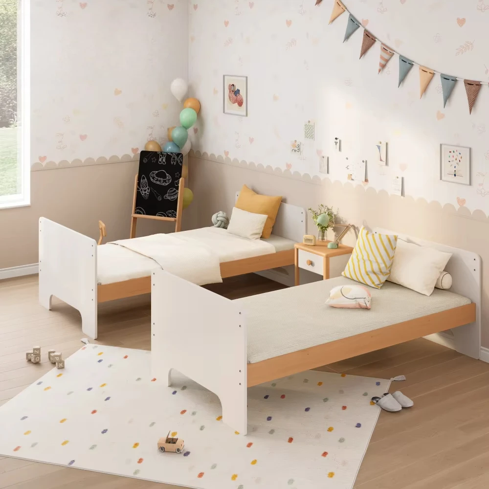 Bunk Bed Can Be Split Into Two Single Beds Pink Wooden Kids Bunk Bed with Slanted Ladder