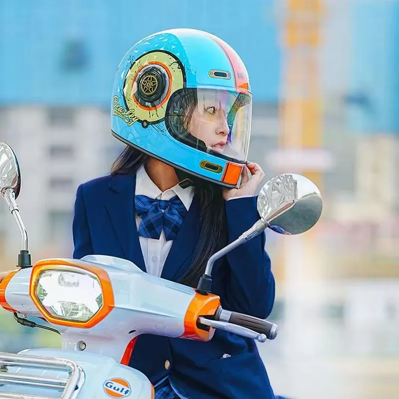 Fiberglass Retro Full Helmet Knight Motorcycle Helmet That Off-road Racing Helmet Men Women's DOT ECE