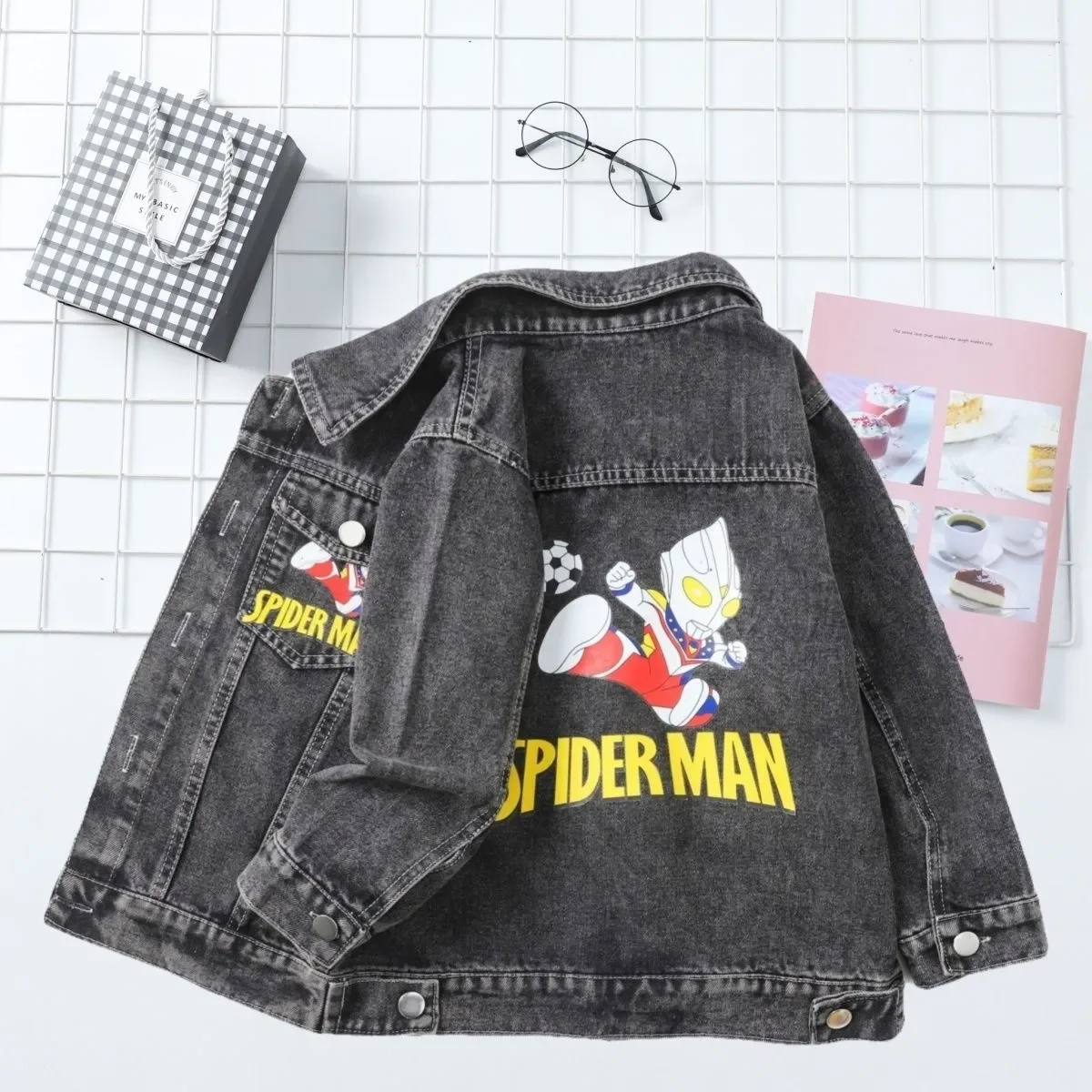 Miniso spiderman Denim Jackets Coats For Baby Boys Spring Autumn Kids fashion Long sleeve Casual Outerwear Children\'s Clothing