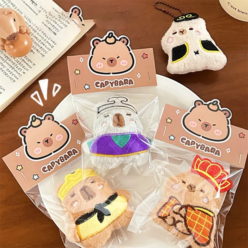 Kawaii Dolls Kpop Cute Plush Kapibara Keyrings Guinea Pig Doll Keychain Rings Plush Bag Pendant For Car Bag Pendant Kids Gifts