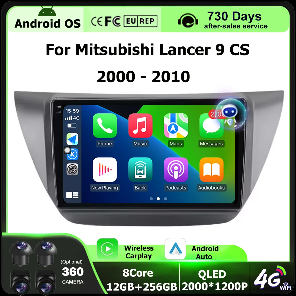 9 Inch For Mitsubishi Lancer 9 CS 2000 - 2010 Android 16 Auto Car Radio Multimedia Video Player GPS Navigation Carplay Bluetooth