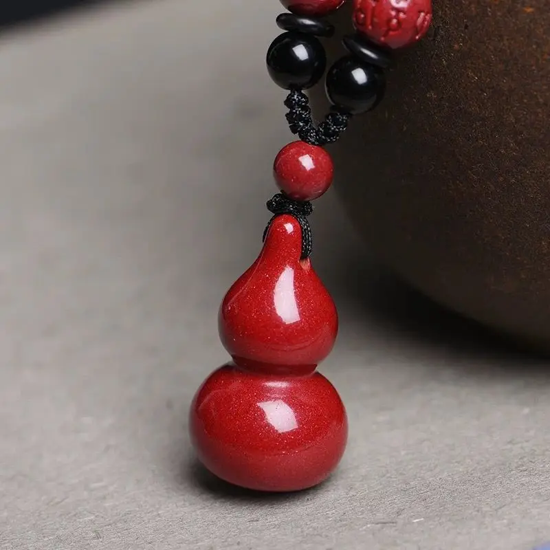 

Purple gold sand cinnabar gourd pendant couple Ping An portable car keychain pendant