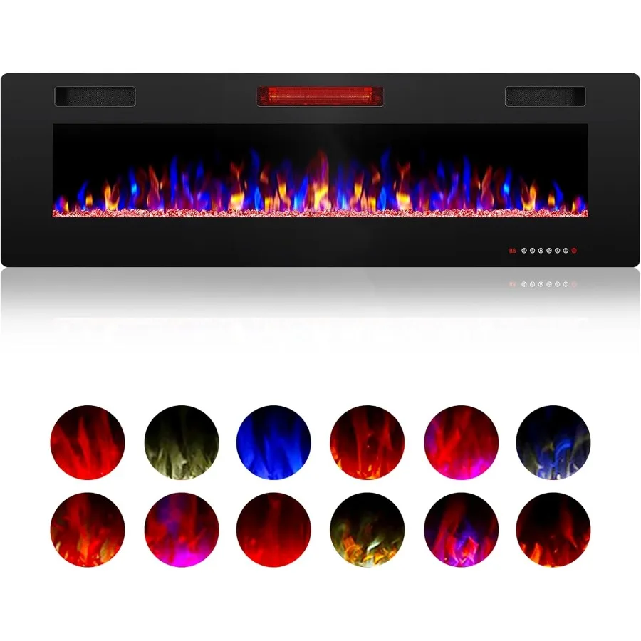 مدفأة كهربائية 36 بوصة سخان مثبت على الحائط رفيع للغاية مع جهاز تحكم عن بعد ومؤقت لديكور المنزل الحديث 750 1500 وات #1