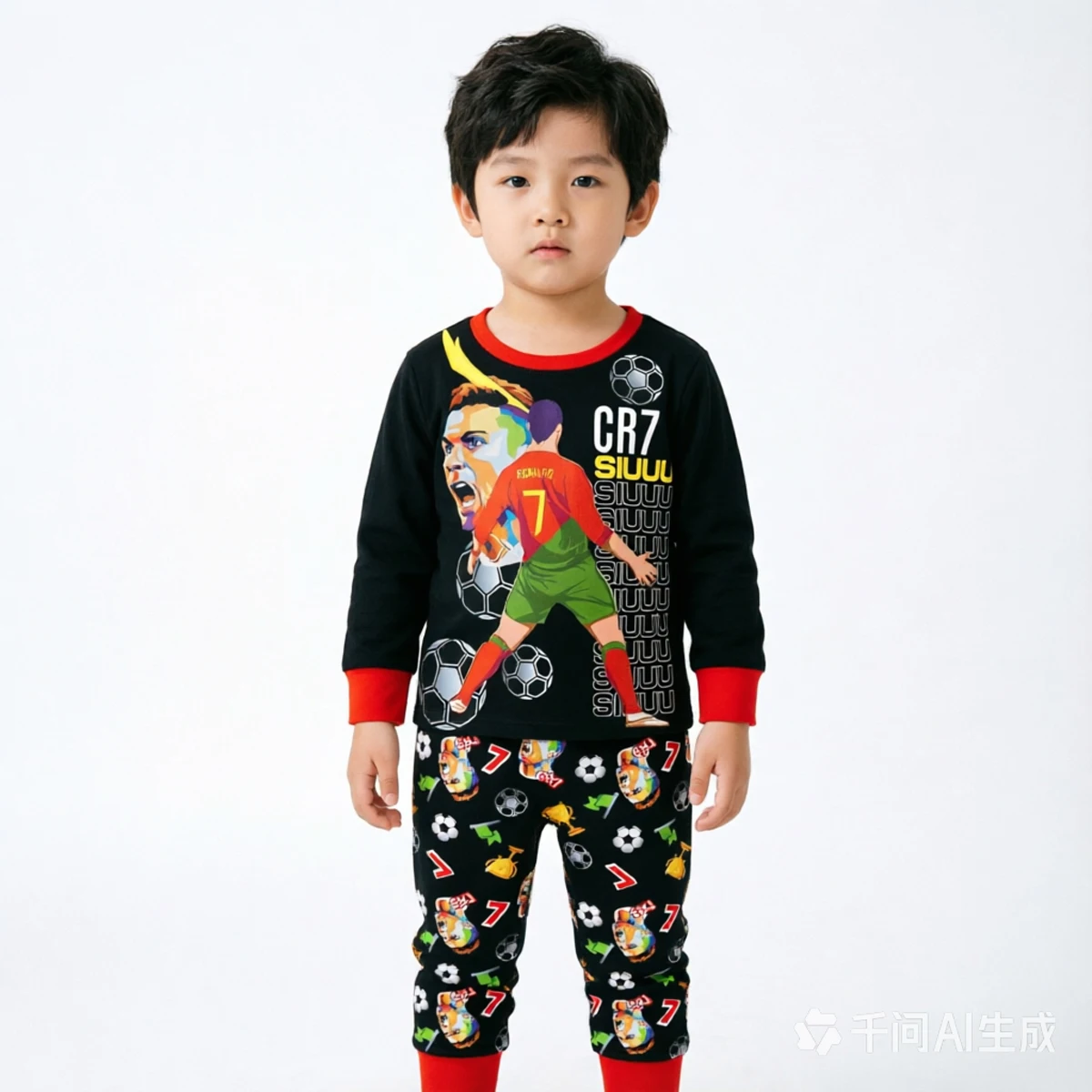 CR7 Cristiano Ronaldo Cartoon Print Nightwear Boys Pyjamas Set Kids Pjs Outfit Girls Sleepwear Cosplay Party Soft Homewear 6-14