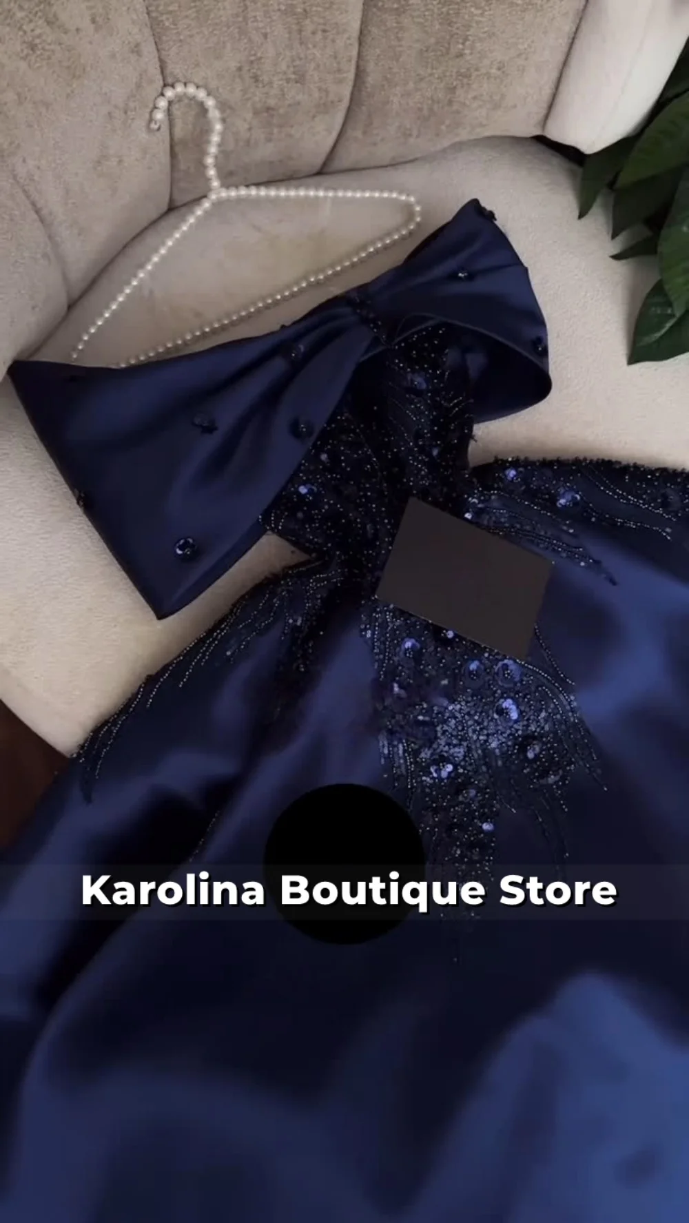 

Navy Blue Luxury Beaded Evening Dress Bow Strapless 3D Flower Party Dress Saudi Arabi Women Forma Dresses 2025 Dubai Customized