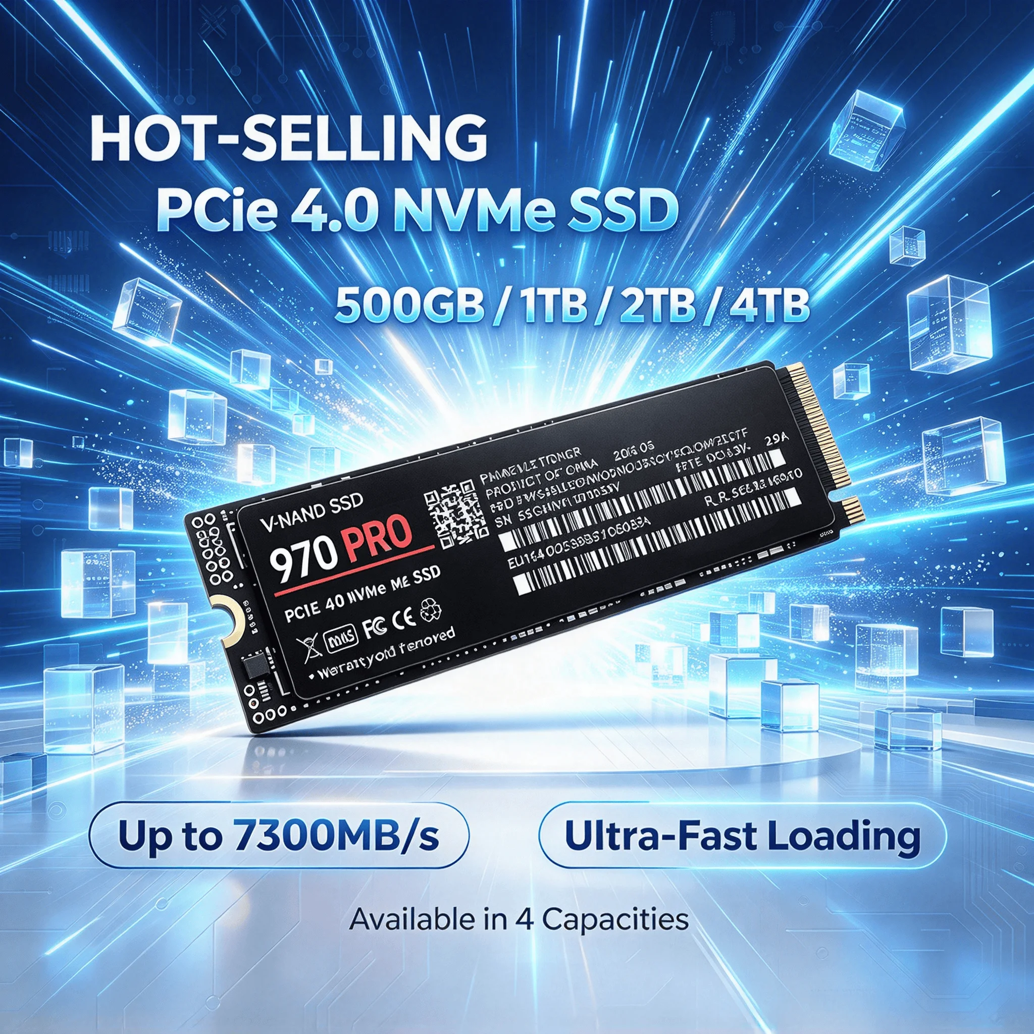 M.2 NVMe 970 PRO SSD PCIe 4.0x4 500GB 1TB 2TB 4TB 7300MB/s Drive Loads Games in Seconds PS5 Laptop Desktop