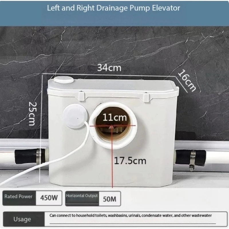 Automatic Sewage Grinder Pump, Macerator Wastewater Lifting Device for Basement Toilet Kitchen