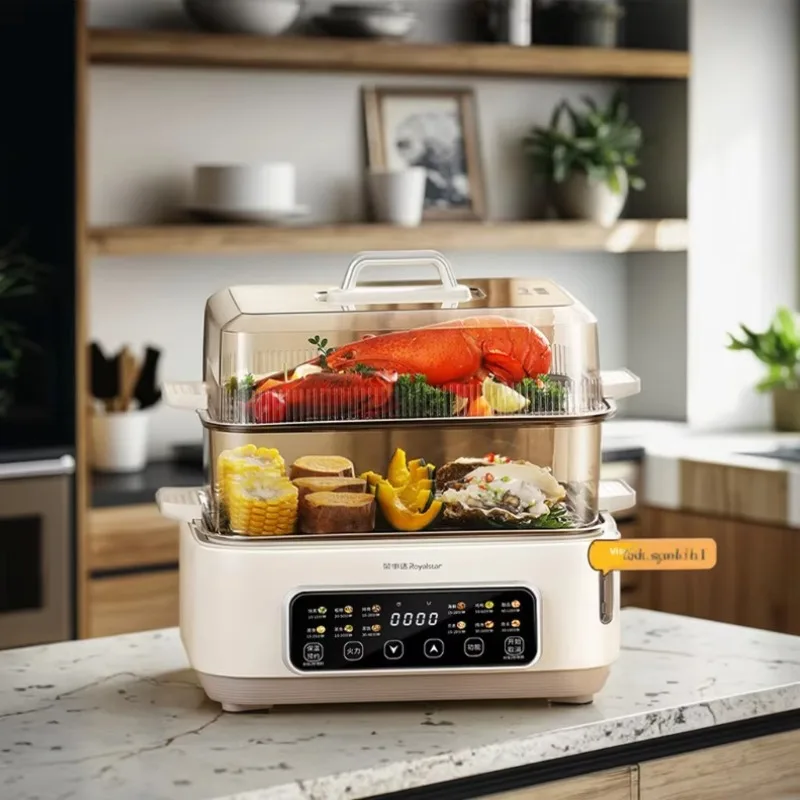 2025 All-in-One Breakfast Machine Large Capacity Electric Steamer Timer Multifunctional Stainless Steel Housing