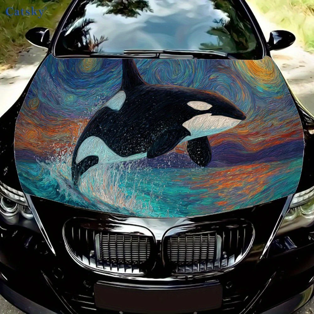 

Sea - Charm Flowing - Light Orca Print car hood stickers, waterproof self-adhesive, scratch resistant, easy to stick, durable ca