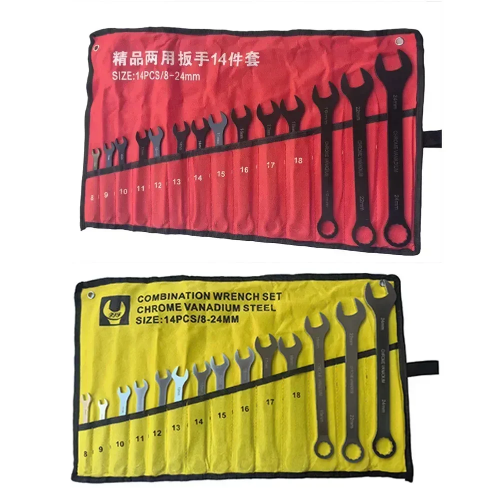 

14pcs Metric 12 Point Wrench Set 8-24mm Flex Head Ratcheting Wrench Spanner With Bag For Garage Home Repair Hand Tools Set