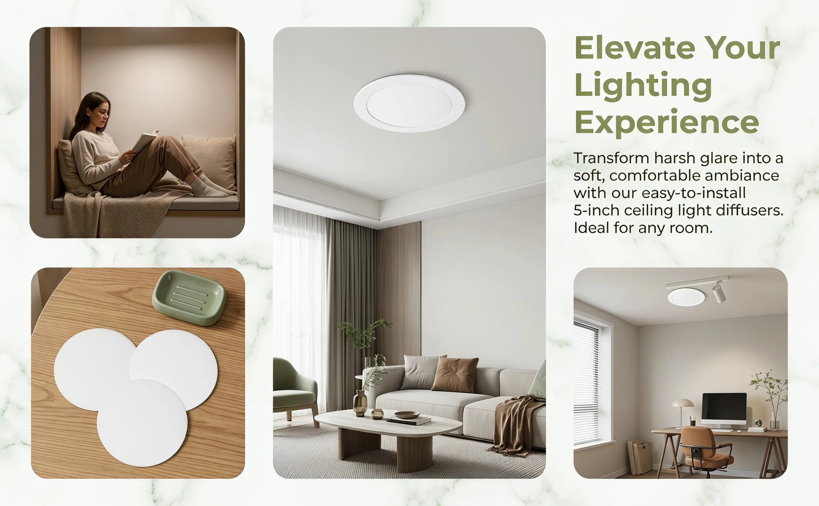 3 Pcs Dazzle-proof Lampshade Downlight Diffuser Ceiling Decorative Shades Spotlight White Cover