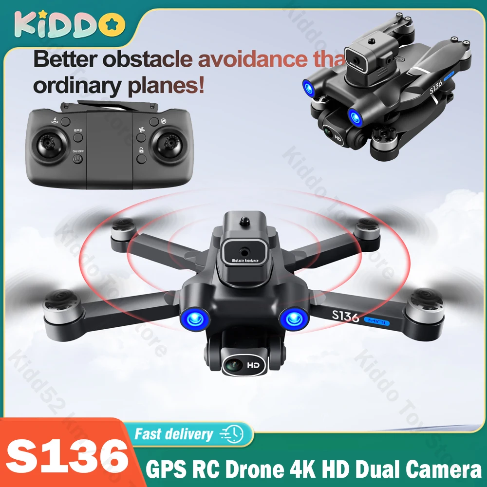 S136 GPS RC Drone 4K HD Dual Camera Professional 5G Aerial Photography Obstacle Avoidance Brushless Quadcopter Helicopter FPV