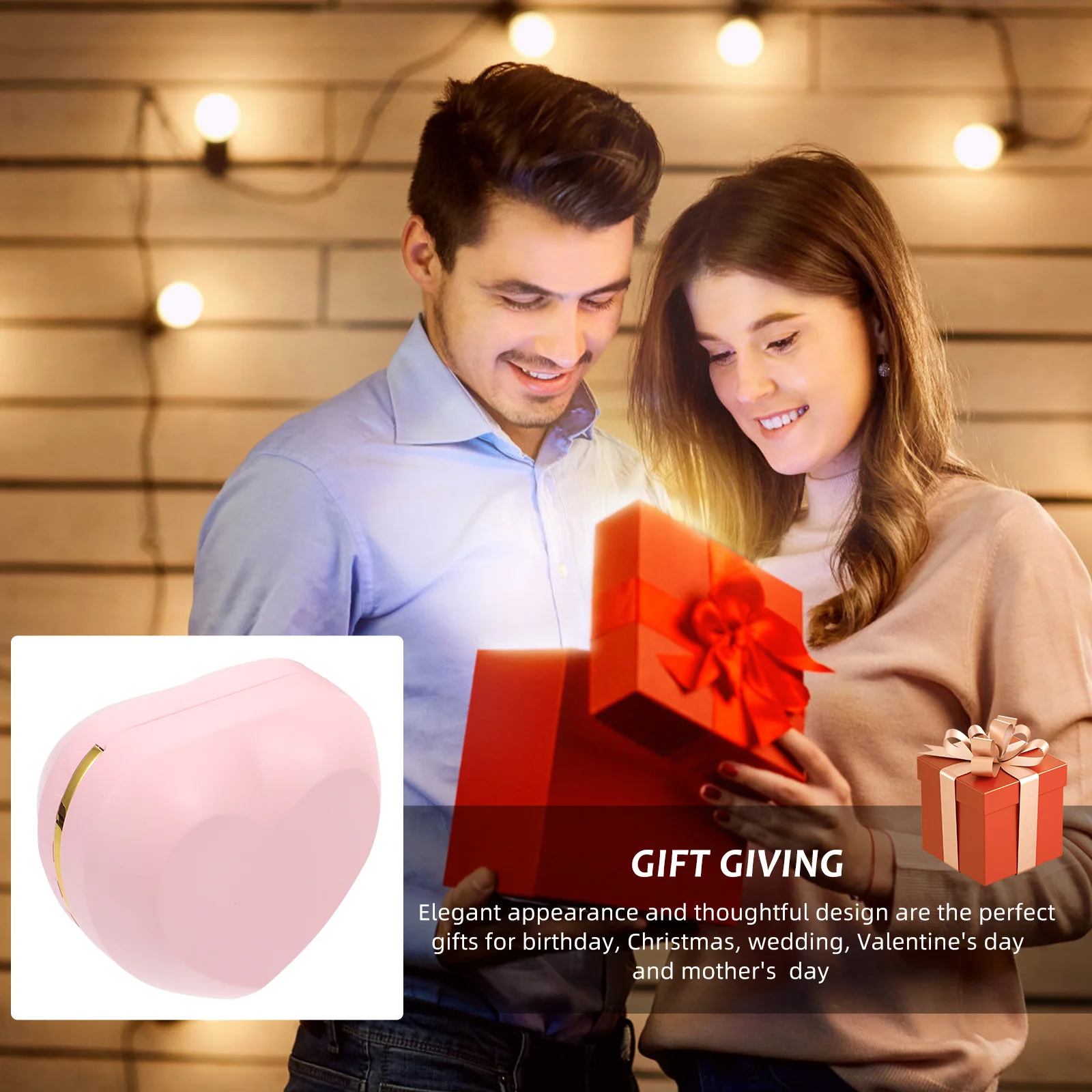 حامل صندوق خاتم Led على شكل قلب لحقيبة تخزين إبداعية لذكرى الزفاف #4