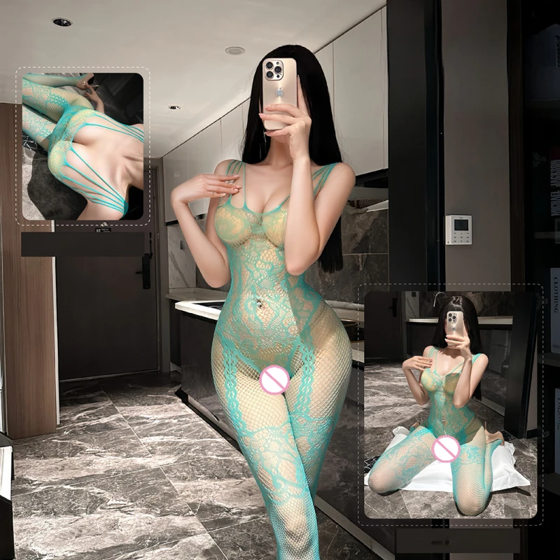 Bodystockings con apertura sul cavallo Lingerie sexy di un pezzo Calze trasparenti per il corpo Tentazione Orsacchiotti attillati costume sessuale