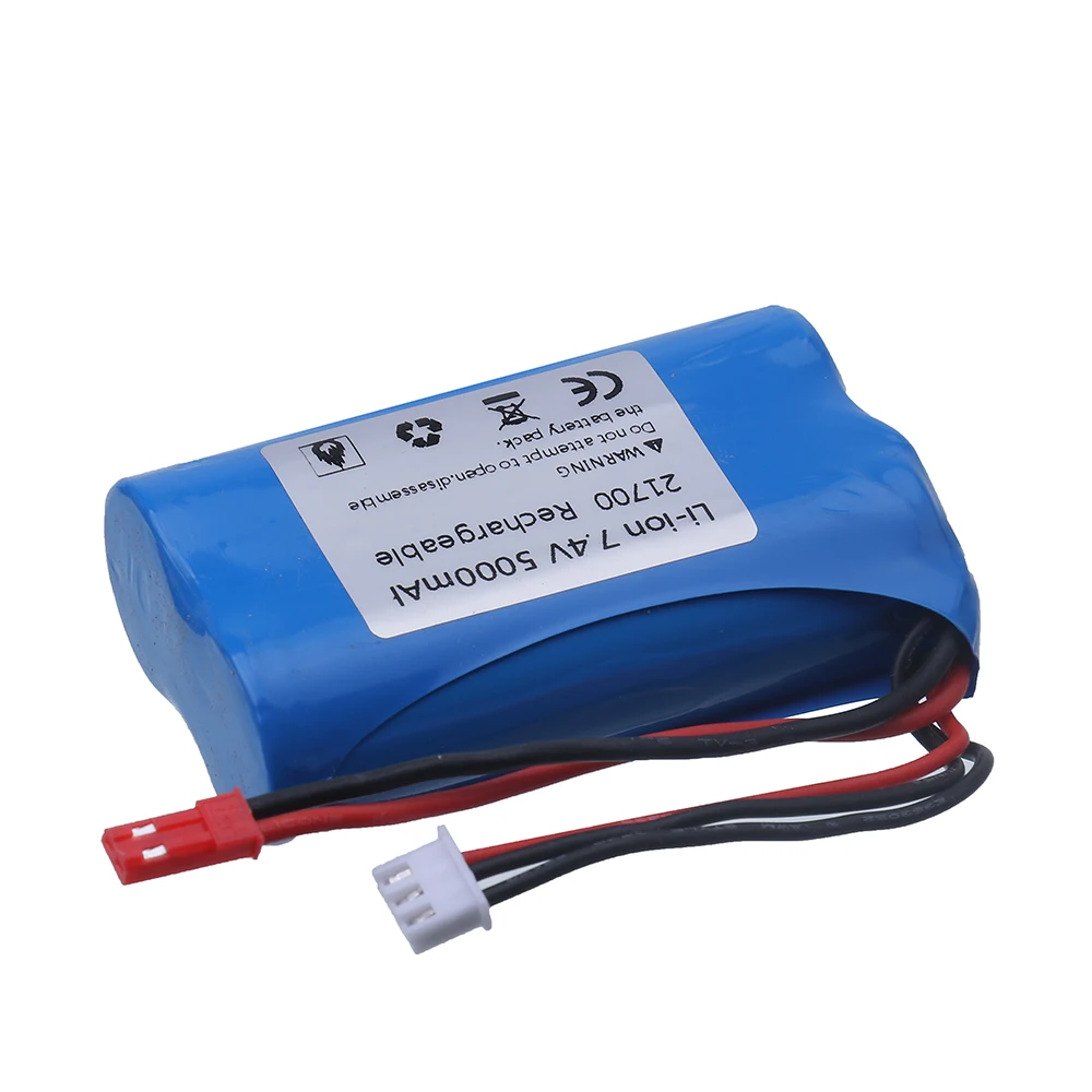 (Enchufe JST) batería de iones de litio de 7,4 V 5000mAh para Control remoto, coches de carreras todoterreno, camiones, piezas de juguetes, batería de 7,4 V para helicóptero RC