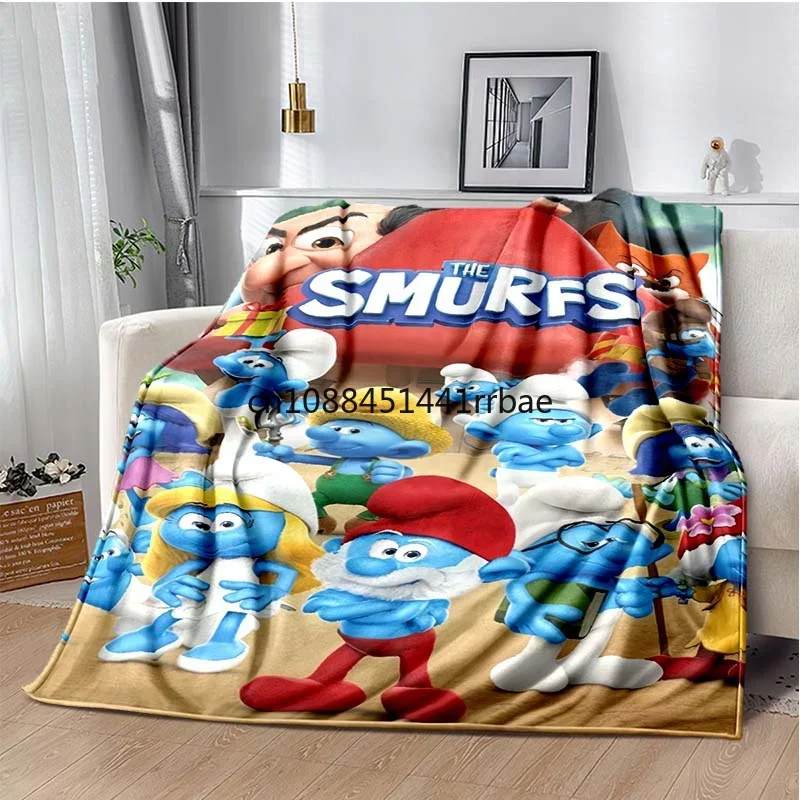 The S-Smurfs 2 Band Printed Blankets,Kid\'s Baby Throw Blanket,for Bedroom Living Room Sofa Bed Car, Brithday Gift