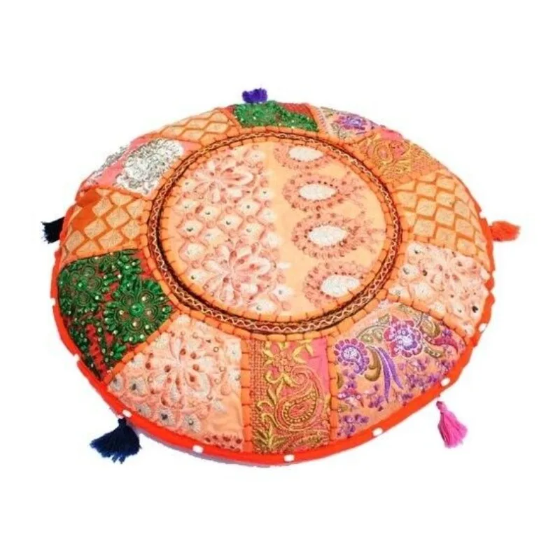 

32 Inch Patchwork Circular Pillow Cushion for Home Decoration Flooring Retro Pillowcase In India