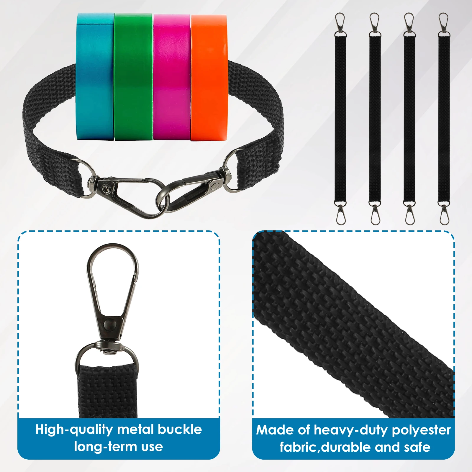 4pcs Electrical Tape Holder Tape Holder Chain with Carabiner Lanyard Polyester Tape Storage Chain for Pouch Bag Tool Box