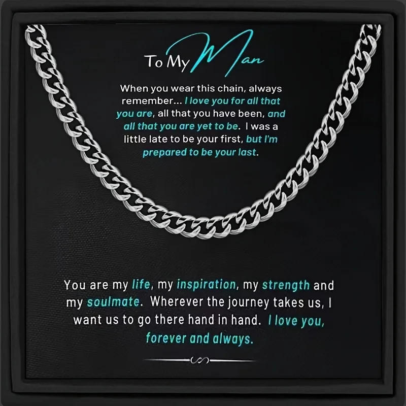 To My Man When You Wear This Promise Necklace For Boyfriend Or Husband Gift Cuban Link Chain Necklace Valentine's Day