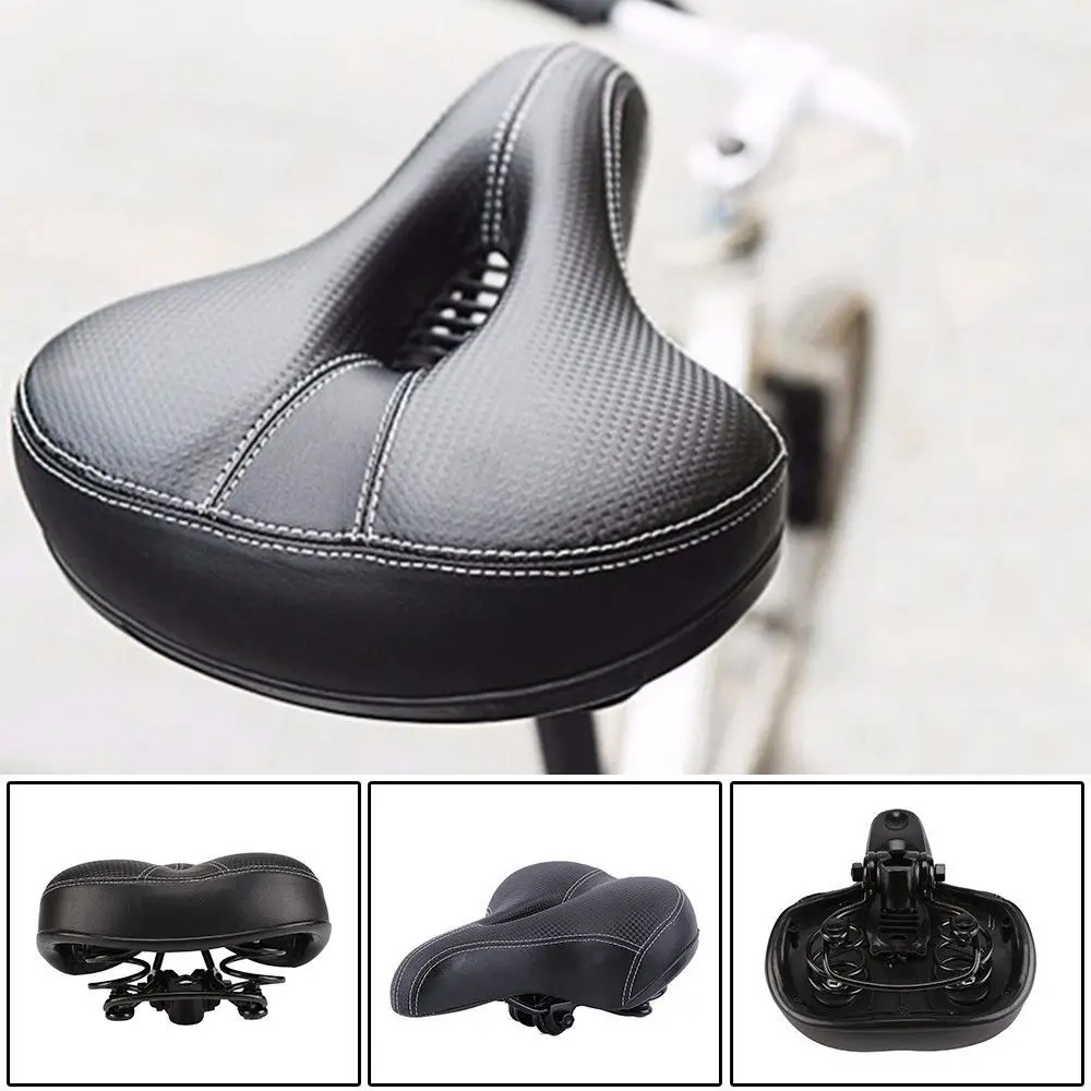 

1pcs Extra Thick Bike Saddle Comfortable Waterproof Wide Seat For Long Rides Double Steel Vent Design Road Bike