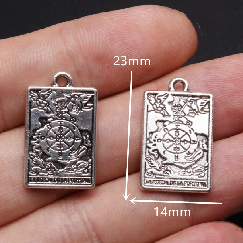 14pcs Silver Plated Hip Hop Style Witch Divination Astrology Tarot Pendant DIY Charm Necklace Bracelet Jewelry Crafts Making