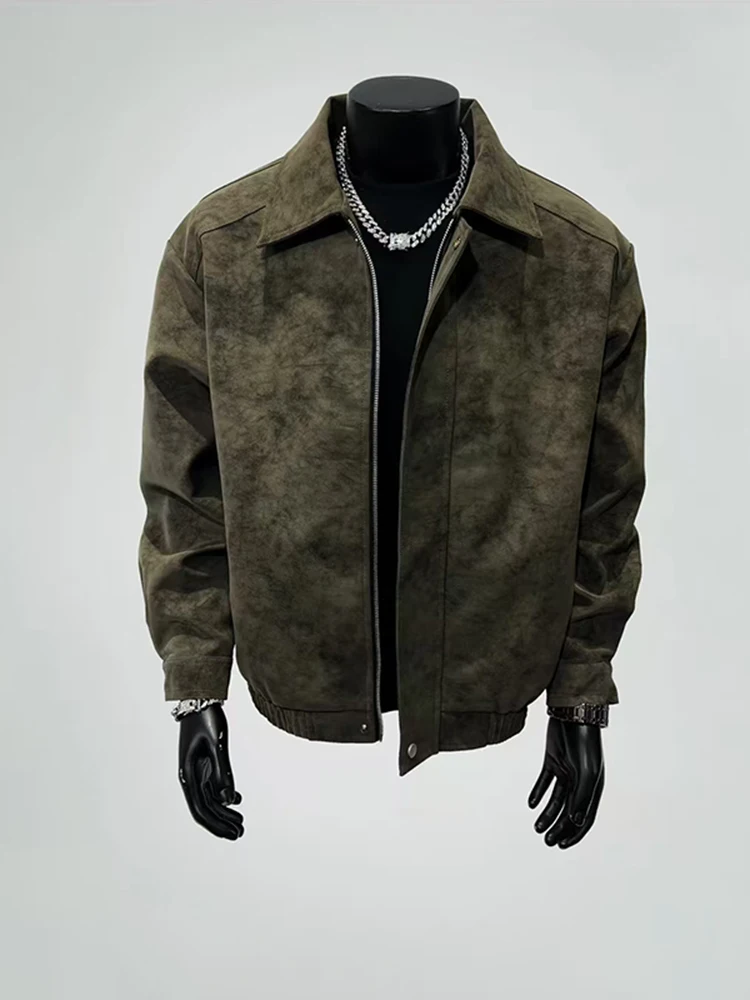 

Luxury Suede ort Jaet Men's Spring Autumn American Retro Dyed Flight PU Leather Jaet Lightweight Casual Straight Hem