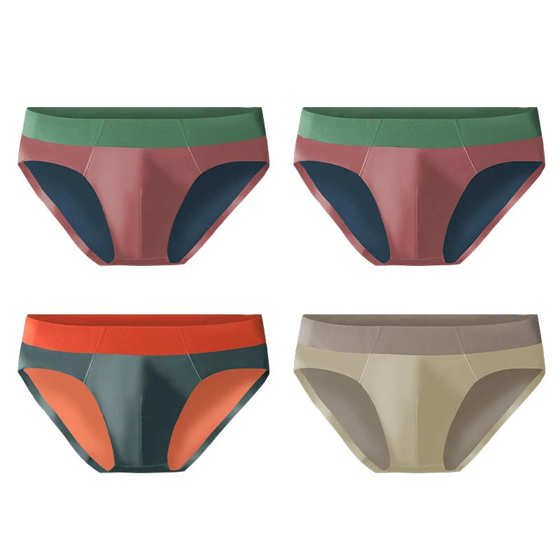 

5PCS Men's ice silk seamless underwear, men's breathable briefs, summer thin style, men's sporty low-waist sexy short pants with