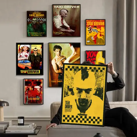 Klassisk amerikansk kriminalthriller, taxichaufför, vitboksaffisch, HD-kvalitet, väggkonst, målning, arbetsrum, väggdekor 6 best sales taxichaufför - №4