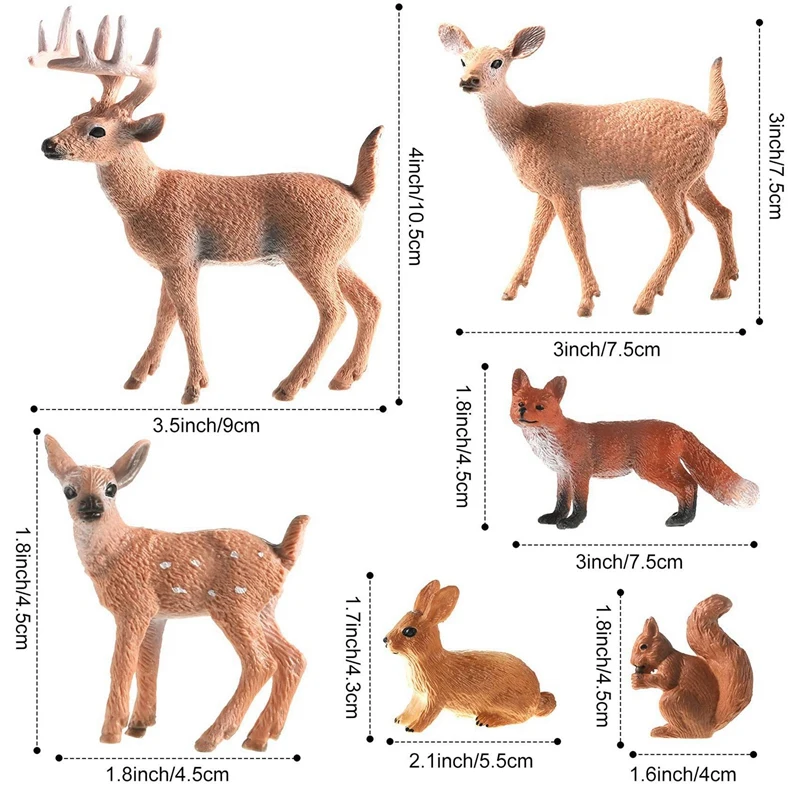 Figurines Animaux de la Forêt pour le calcul, 12 pièces, Famille Cerf, SLaura, Jouets Miniatures