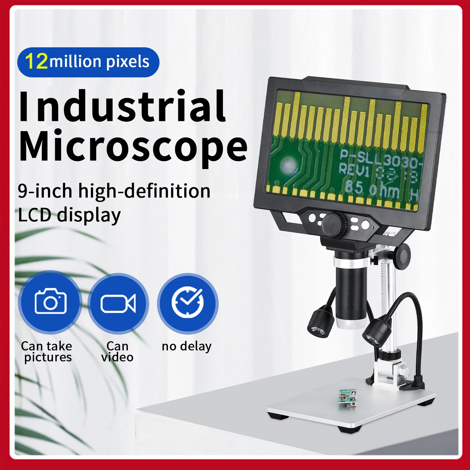 

Opqpq 1600X 9Inch Digital Microscope for Soldering USB Electronic Microscope for PCB Repair Handheld HD Pictures LED Display