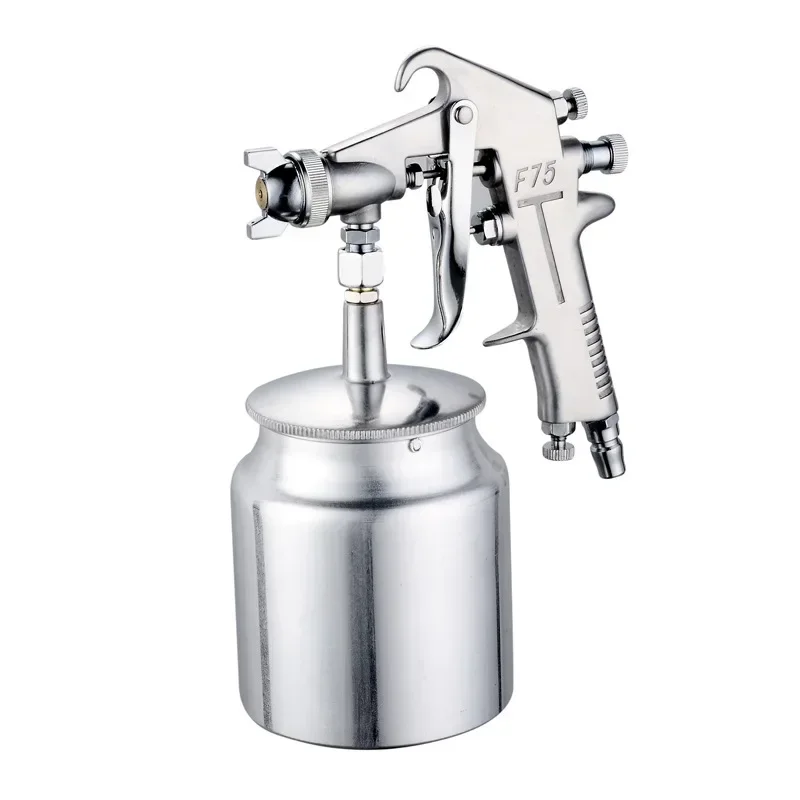 F-75 Paint Spray Gun Pneumatic Upper and Lower Pot Watering Can Furniture Car Paint Glue High Atomization Spray Gun Aluminum