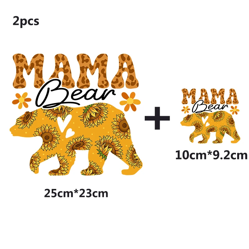 MAMA Sunflower Butterfly Heat Transfer Ready To Press Patches Thermo Stickers Stripes On Clothes T-shirt Ironing Appliques Parch