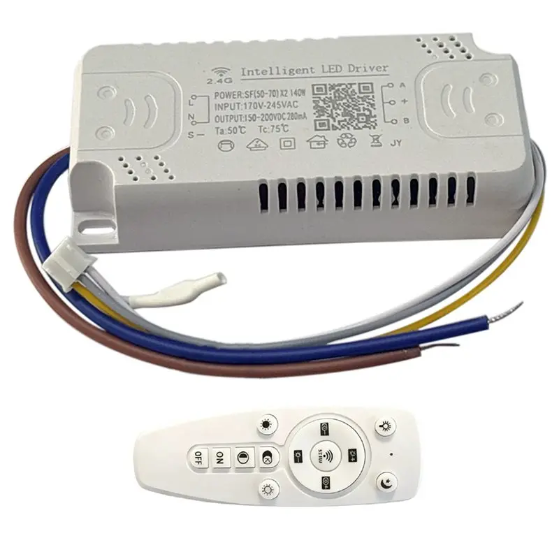 

LXYB18B X2 140W 50-70W LED-драйвер с управлением через приложение, диммируемый, с изменением цвета, для люстр, пульт ДУ 2.4G, интеллектуальный трансформатор