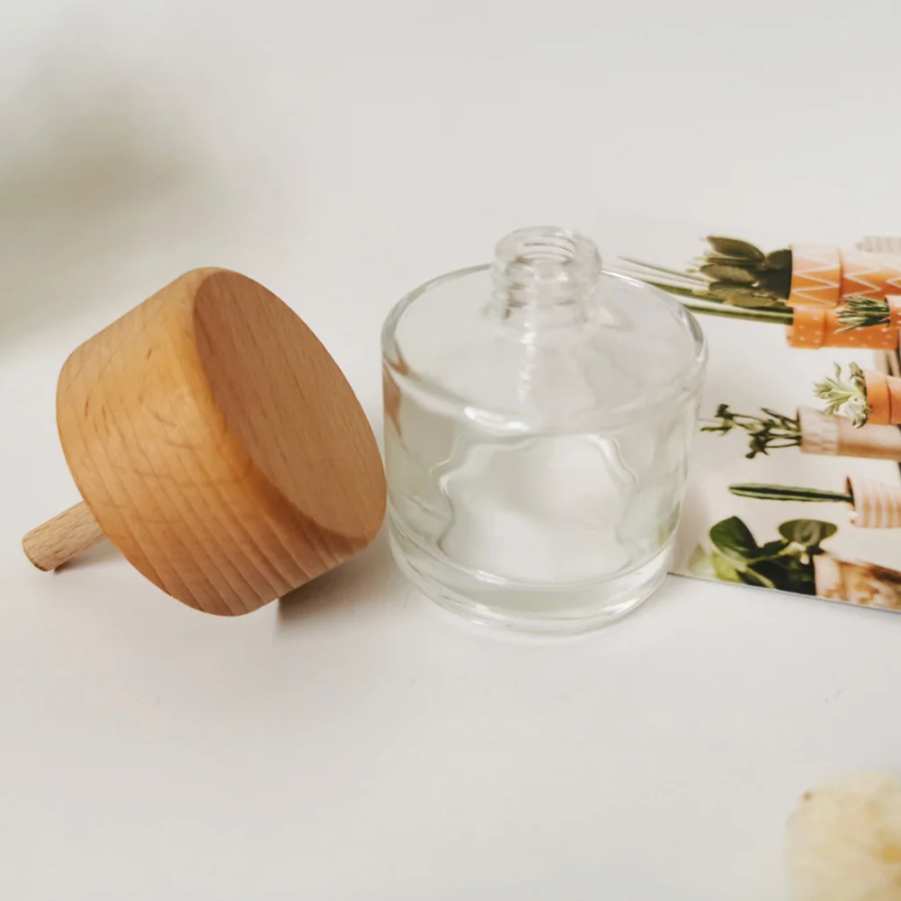2 Pcs Round Glass Diffuser Bottles Clear Essential Oil Bottle Empty Diffuser Jar Home Decor Aromatherapy Container Sticks