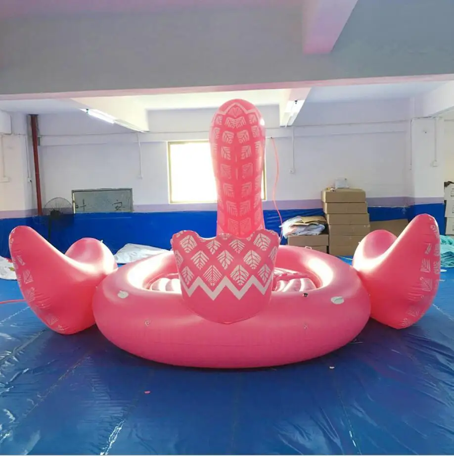 Imagem -05 - Grande Piscina se Encaixa Seis Pessoas 530cm Gigante Pavão Flamingo Unicórnio Barco Inflável Piscina Bóia Colchão de ar Anel de Natação