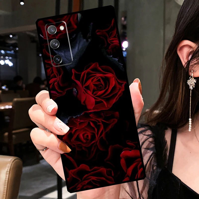 Bright Red Roses Flowers Case For Samsung Galaxy S21 S22 Ultra Note 20 S8 S9 S10 Note 10 Plus S20 FE Phone Shell